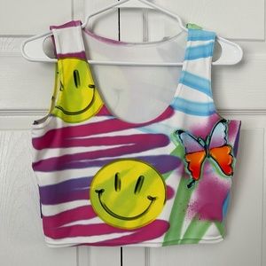 Happy Pillz Club Graffiti Crop Top